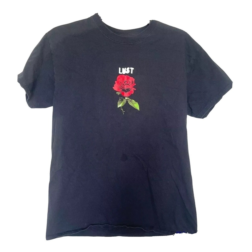 Broken Promises Tee Shirt Size Medium Lust Red Rose Black Short Sleeve Punk Rock